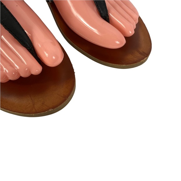 Lucky Brand Akerlei Flat Sandal Black Size 6 Natura Flat Thong Leather Shoes - Picture 4 of 8